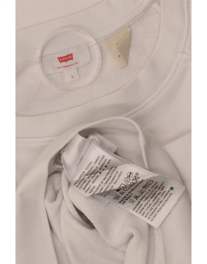 LEVI'S Felpa con grafica oversize da donna UK 16 Large Cotone bianco