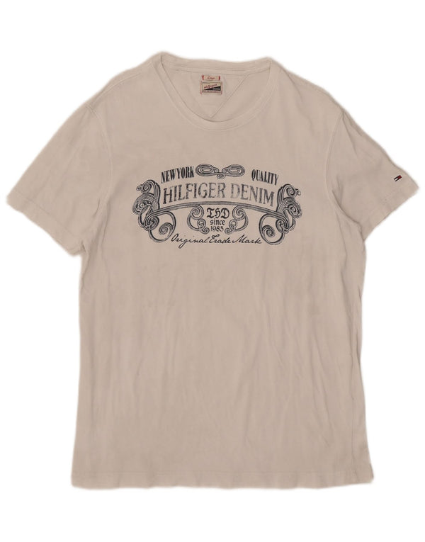 T-shirt grafica da uomo Tommy Hilfiger Top grande in cotone bianco