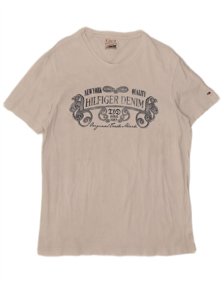 T-shirt grafica da uomo Tommy Hilfiger Top grande in cotone bianco