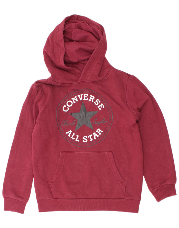 Maglione con cappuccio grafico Chuck Taylor da ragazzo Converse 6-7 anni in cotone bordeaux
