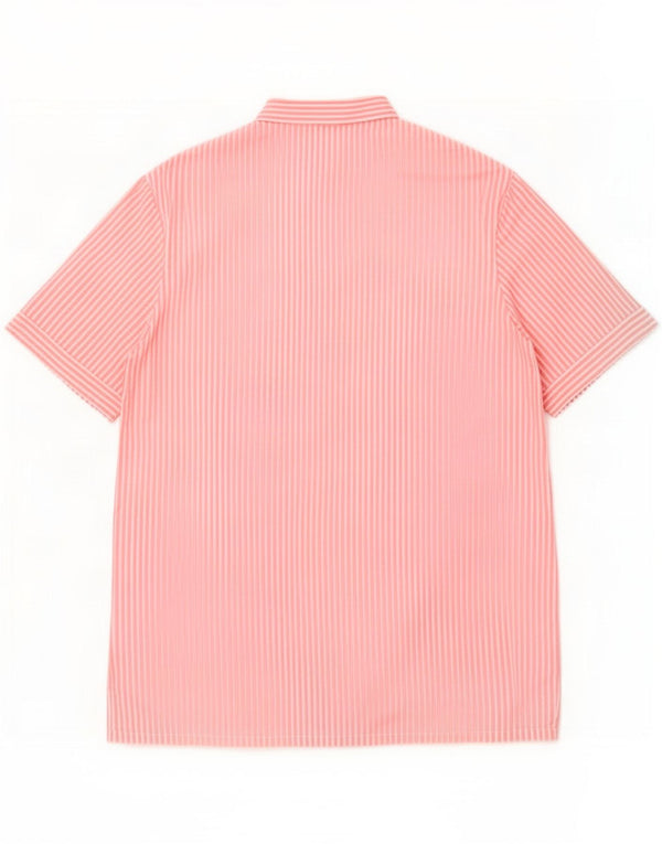 Camicetta vintage da donna a maniche corte UK 16 grande gessato rosa