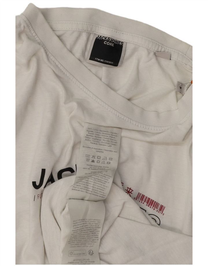 JACK & JONES T-shirt grafica da uomo piccola in cotone bianco