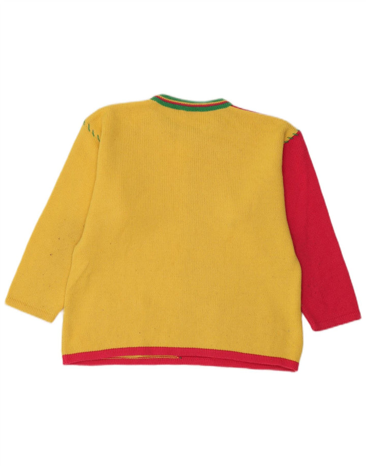 Maglione maglione girocollo da donna Brummell UK 12 blocco colore giallo medio
