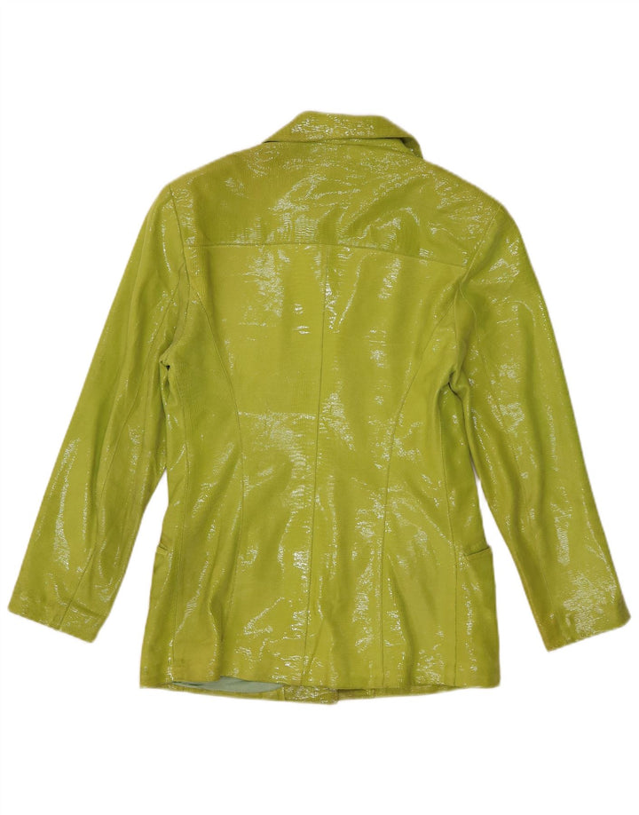 Giacca blazer vintage da donna a 3 bottoni IT 40 piccola stampa animalier verde