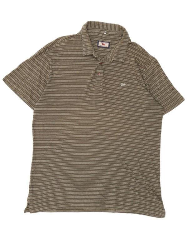 Polo Carrera da uomo vestibilità regolare XL in cotone a righe kaki