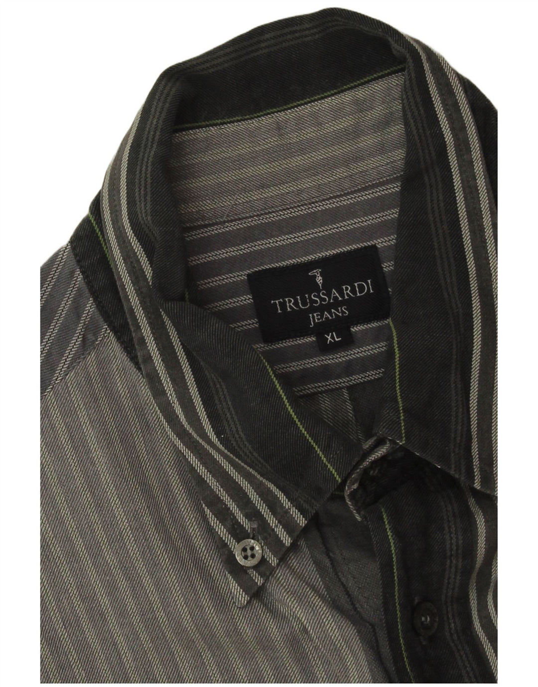 Camicia Uomo Trussardi Jeans XL Cotone Rigato Grigio