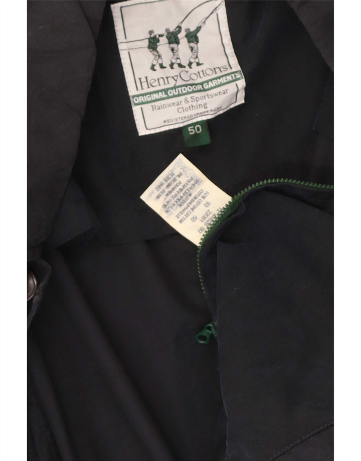 Giacca antipioggia da uomo Henry Cottons IT 50 Large in cotone blu navy