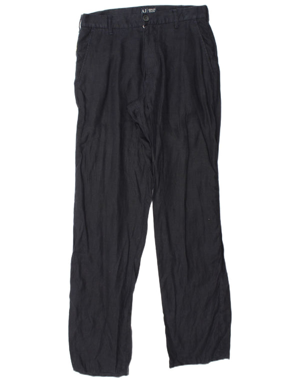 Pantaloni chino dritti da uomo Armani W34 L34 lino blu navy