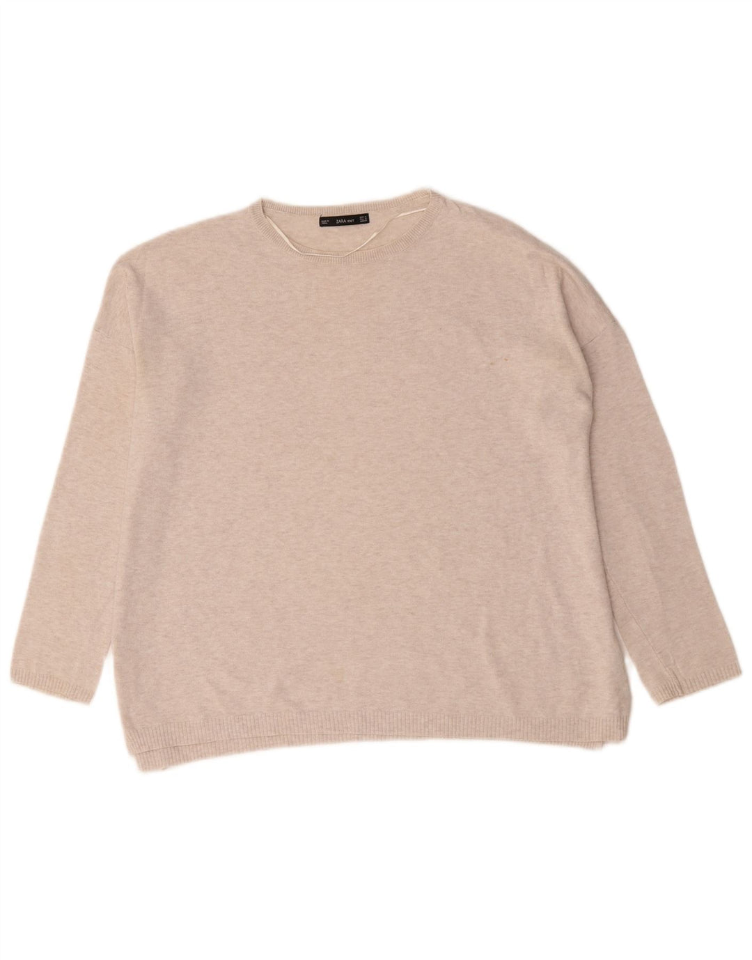 Maglione maglione oversize con scollo a barca da donna Zara UK 14 Beige medio