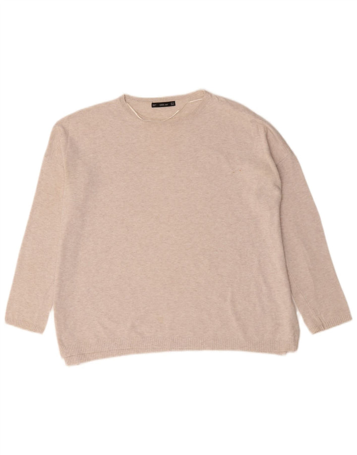 Maglione maglione oversize con scollo a barca da donna Zara UK 14 Beige medio