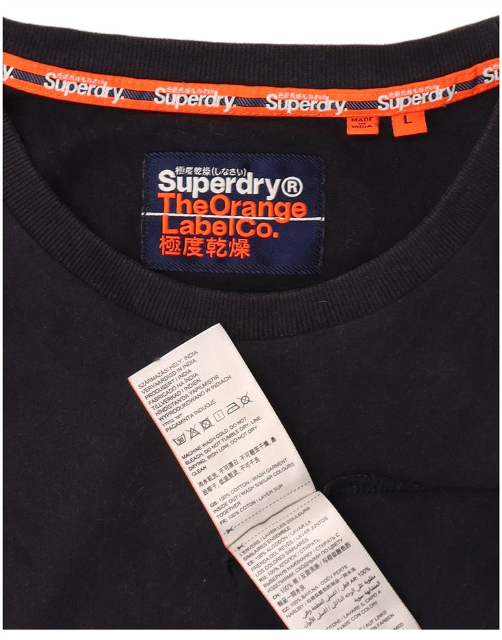 T-shirt da uomo SUPERDRY Top grande in cotone nero classico