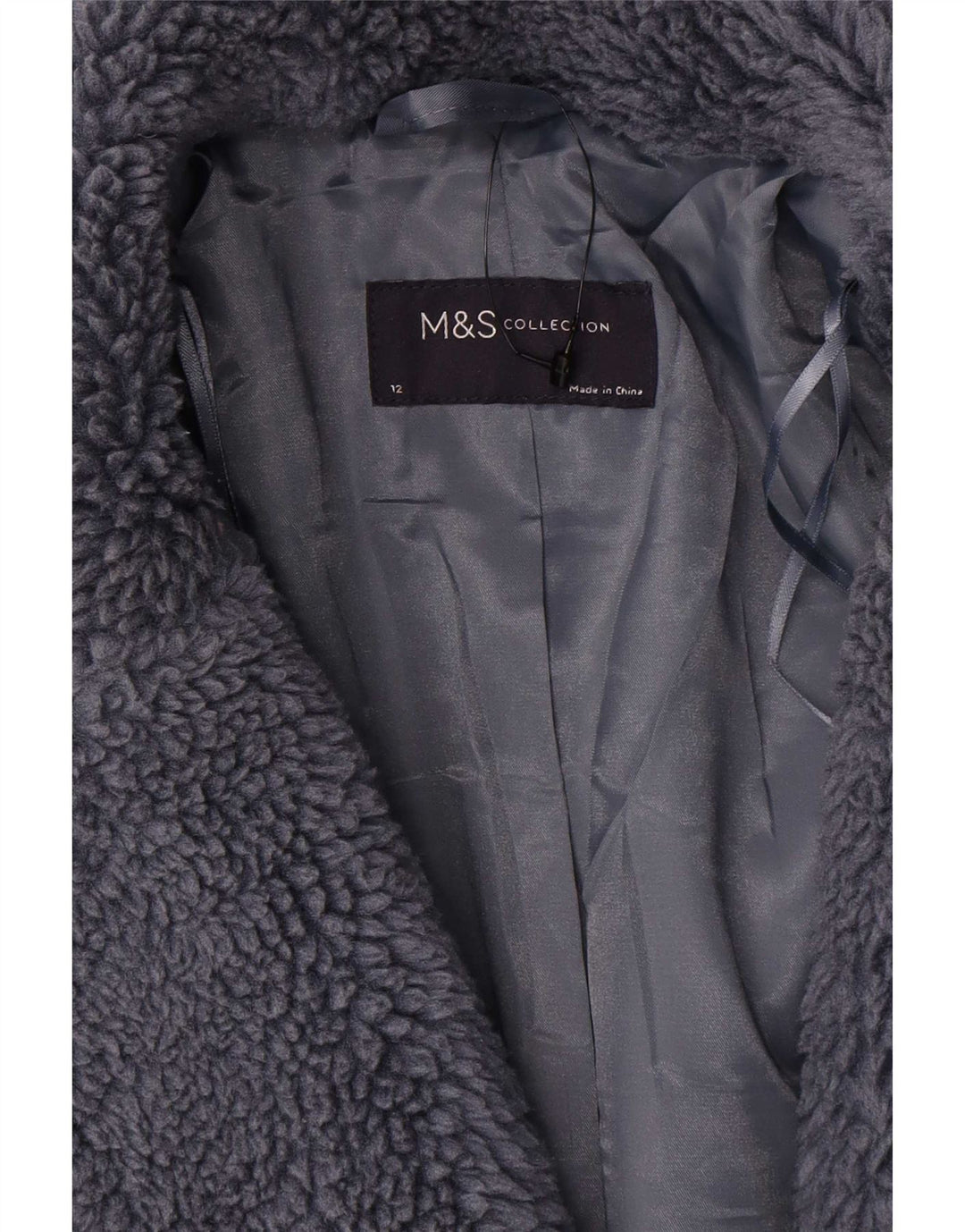 Cappotto oversize in pelliccia sintetica Marks & Spencer da donna UK 12 Grigio medio