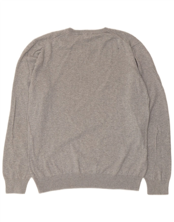 Crew Clothing Maglione da uomo con scollo a V grande cotone grigio