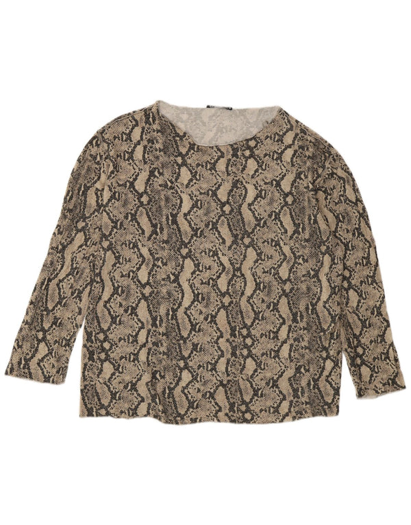 Maglia a maniche lunghe da donna ZARA UK 20 2XL Viscosa con stampa animalier beige