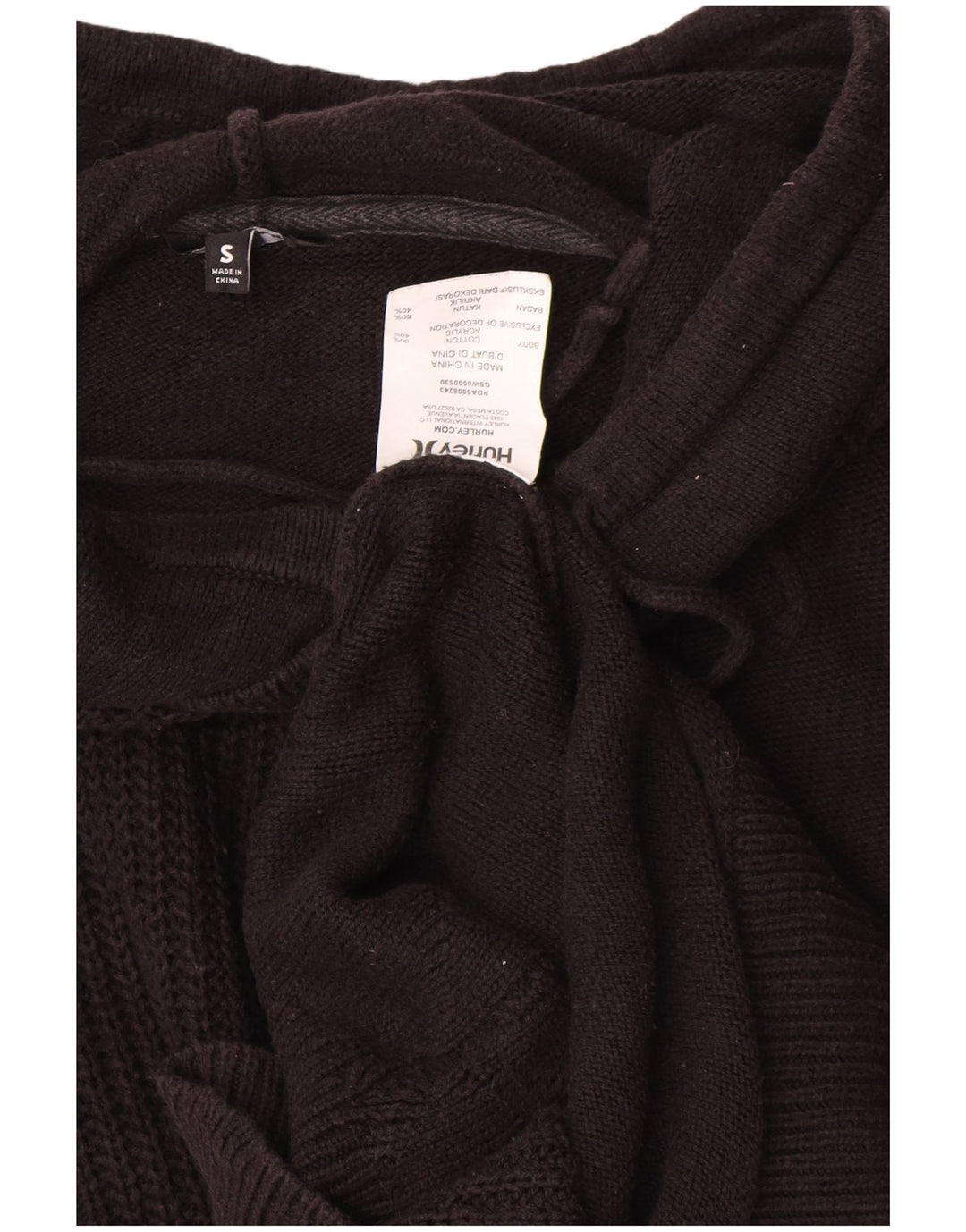 Maglione oversize da donna Hurley UK 10 piccolo cotone nero