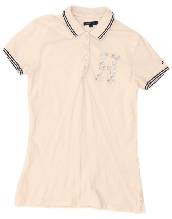 Polo da donna Tommy Hilfiger UK 8 piccola in cotone bianco
