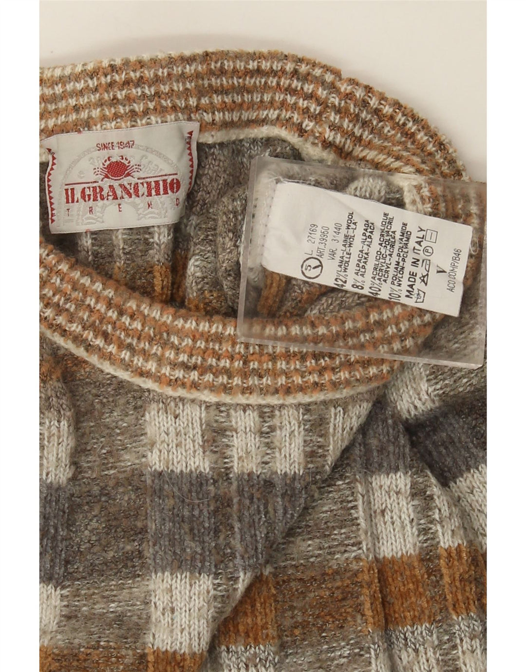 Maglione Maglione Girocollo Uomo Il Granchio Grande Lana Marrone