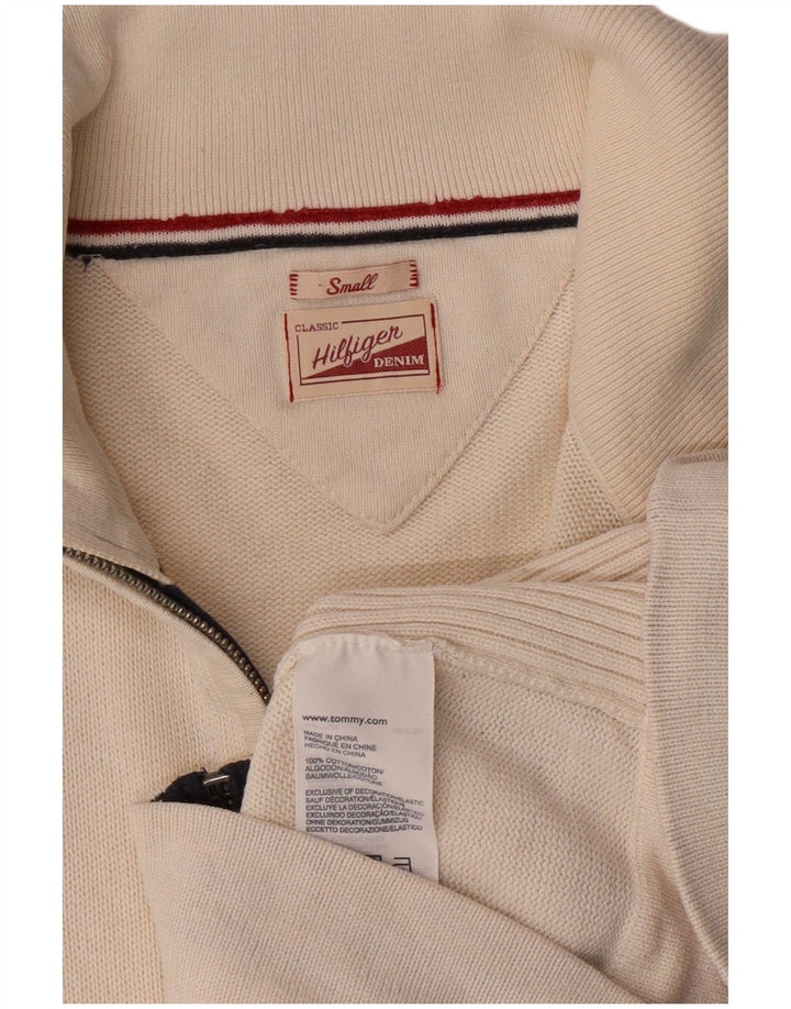 Maglione cardigan da uomo Tommy Hilfiger piccolo in cotone bianco sporco
