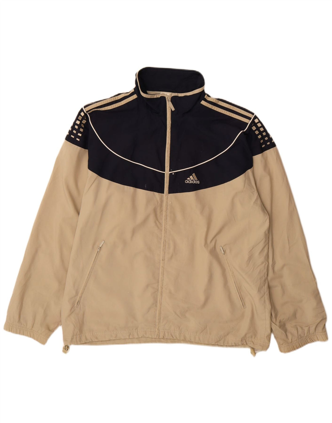 Giacca da ginnastica da uomo Adidas, grande, in poliestere color block beige
