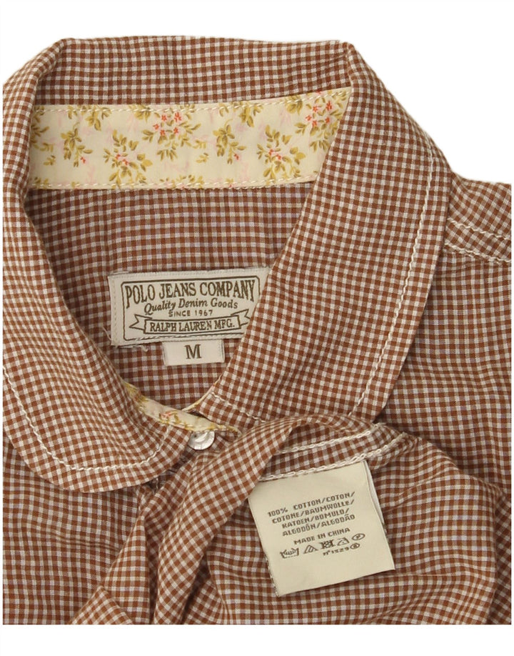 POLO RALPH LAUREN Camicia a maniche corte da donna Camicetta UK 12 Marrone medio