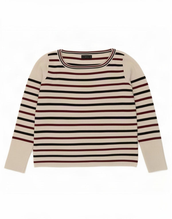 Top corto da donna Zara a maniche lunghe UK 12 a righe bianche medie