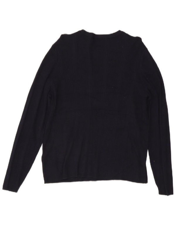 Maglione maglione con scollo a barca da donna Marks & Spencer UK 22 3XL viscosa blu navy