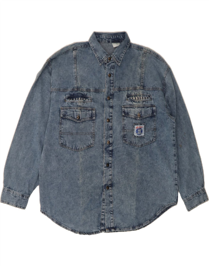 VINTAGE Mens Denim Shirt Size 41/42 Large Blue Cotton Vintage Vintage and Second-Hand Vintage from Messina Hembry 