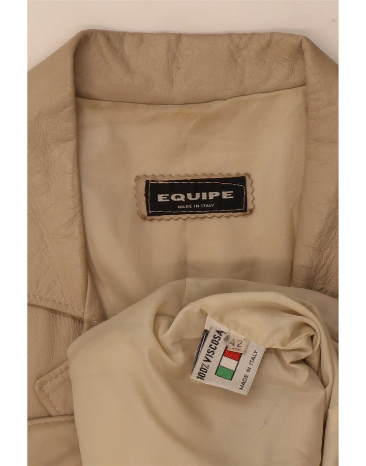Giacca in Pelle Donna Equipe Loose Fit IT 42 Beige Medio