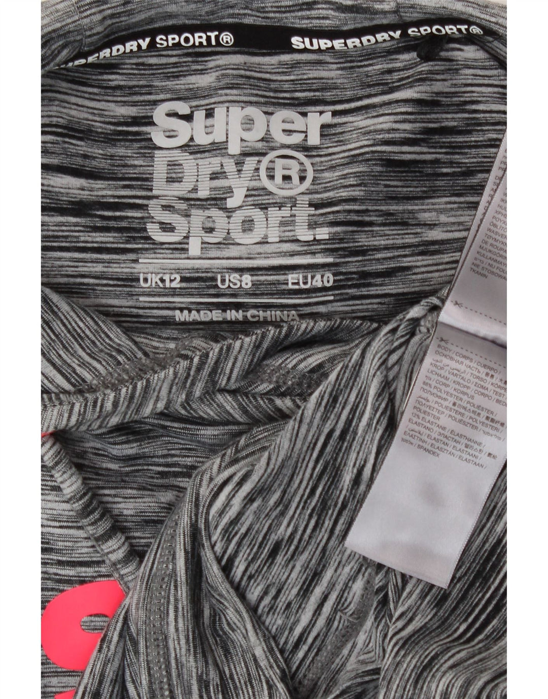 Felpa con cappuccio grafica da donna Superdry UK 12 Poliestere chiazzato grigio medio