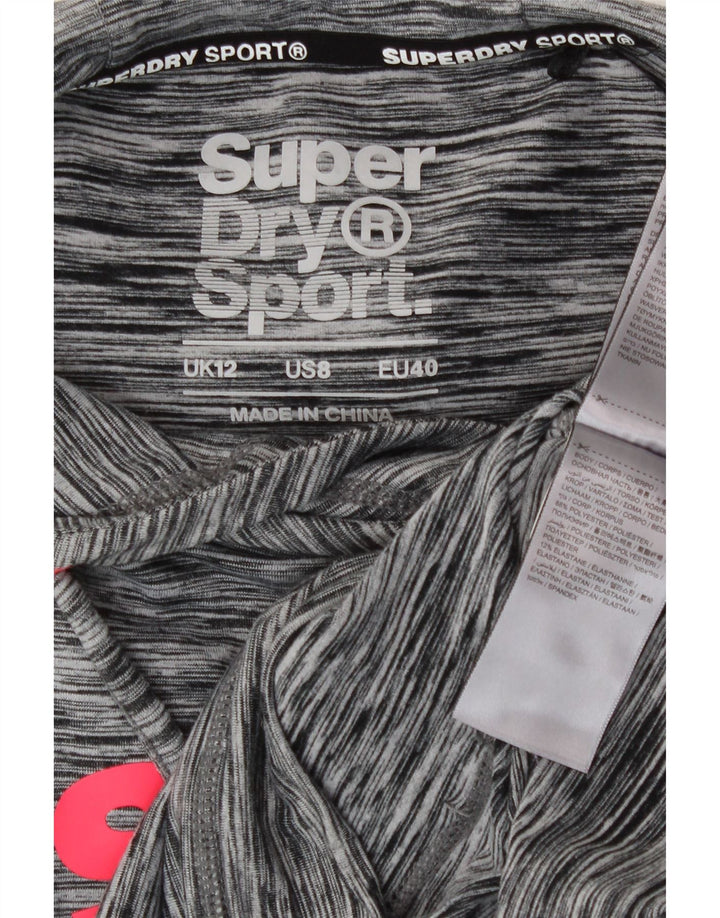 Felpa con cappuccio grafica da donna Superdry UK 12 Poliestere chiazzato grigio medio