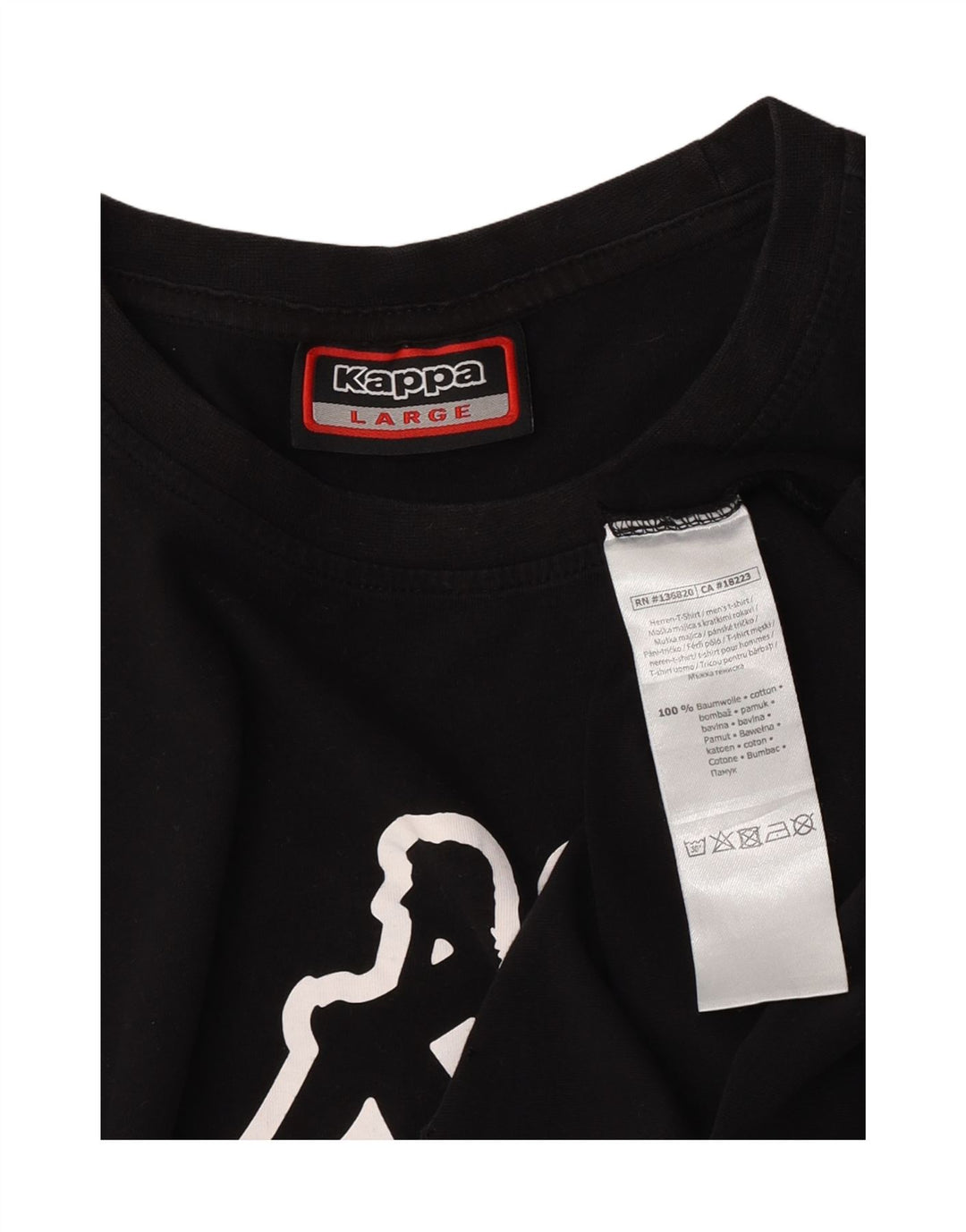 T-shirt grafica da uomo Kappa Top grande in cotone nero