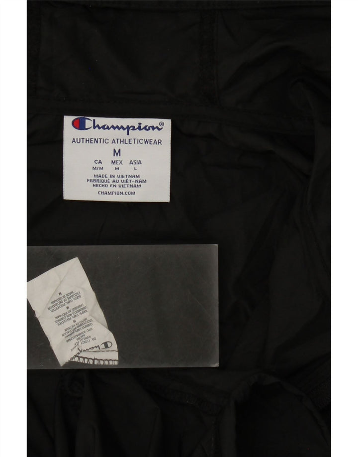 CHAMPION Mens Hooded Pullover Rain Jacket UK 38 Medium Black Polyester Vintage Champion and Second-Hand Champion from Messina Hembry 