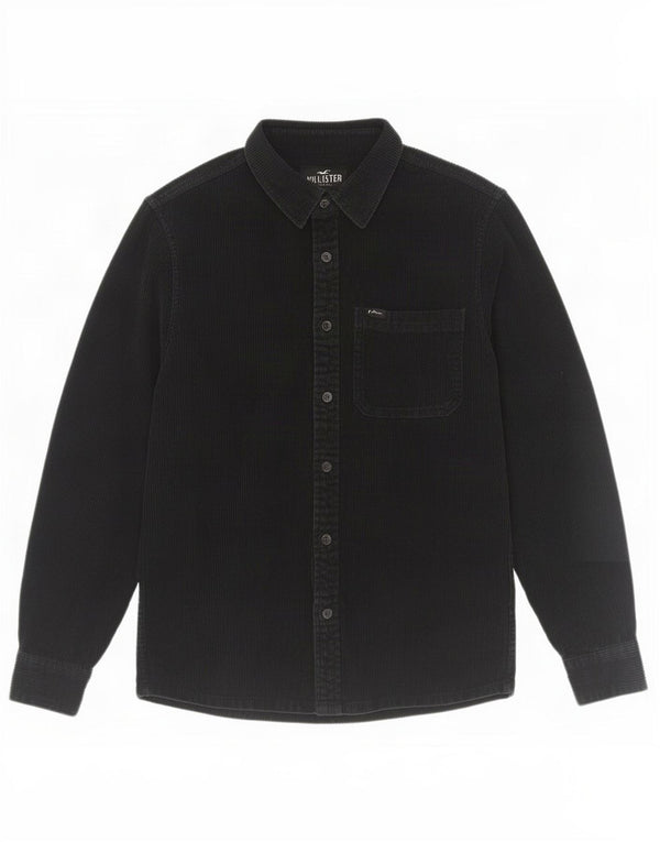 Camicia Hollister da uomo in velluto a coste piccola in cotone nero
