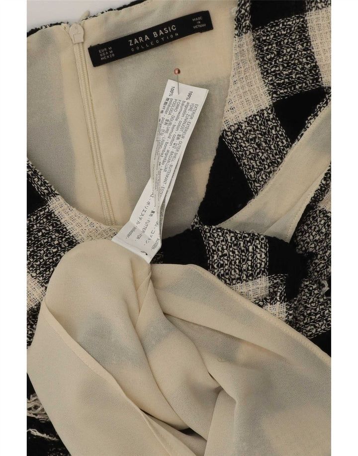 Camicetta da donna Zara Top UK 12 cotone medio a quadri nero