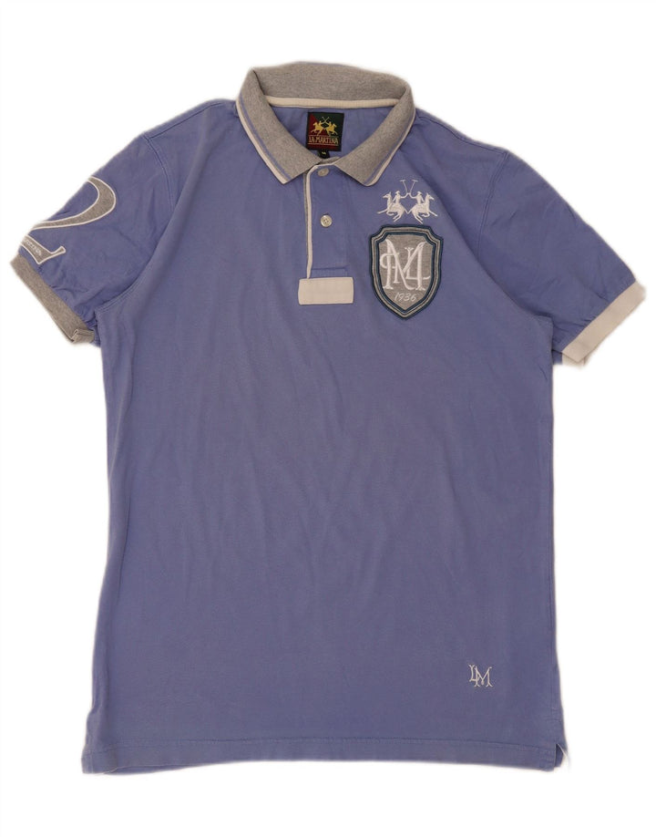 Polo da rugby grafica da uomo La Martina in cotone blu medio