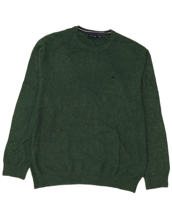 Maglione maglione girocollo da uomo Nautica 2XL cotone screziato verde