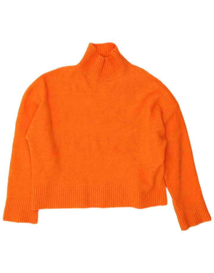 Maglione maglione oversize con collo dolcevita da donna Zara UK 16 grande acrilico arancione