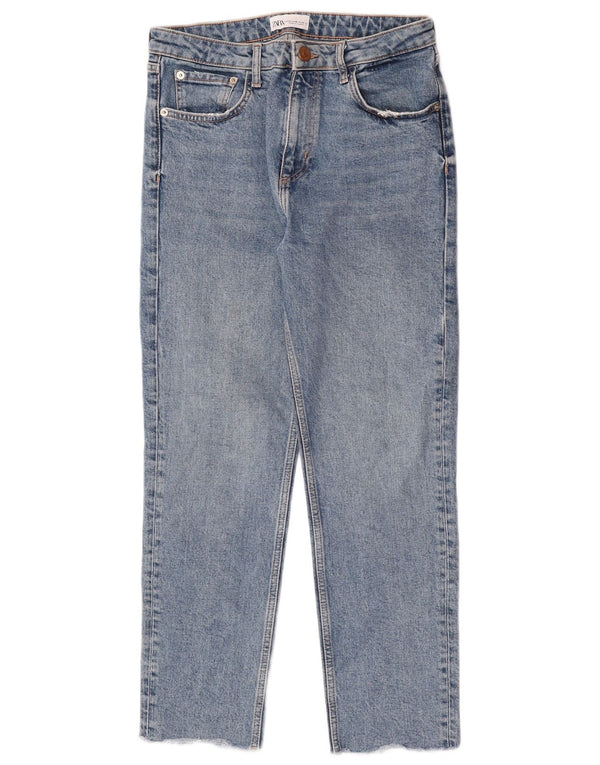 Jeans corti a vita alta da donna Zara EU 40 medio W30 L26 cotone blu