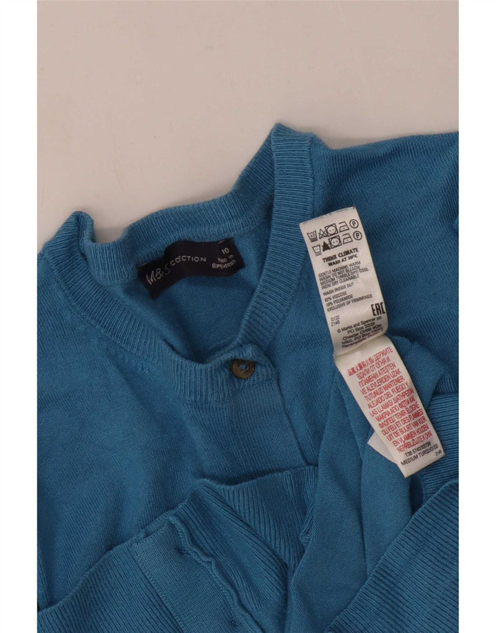 Maglione cardigan corto da donna Marks & Spencer UK 10 piccolo viscosa turchese
