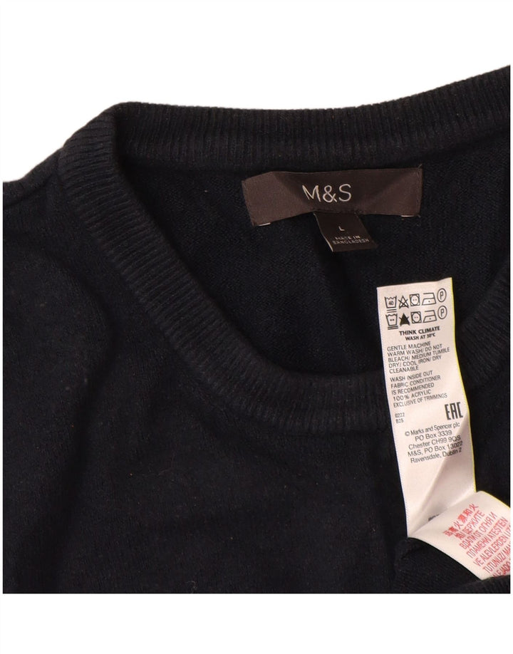 Maglione maglione girocollo da uomo Marks & Spencer grande acrilico blu navy