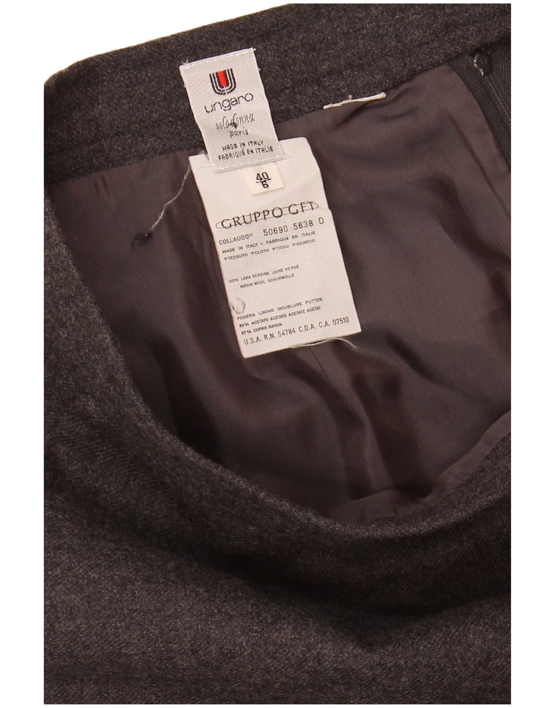 Gonna dritta da donna UNGARO IT 40 piccola W26 Cupro grigio