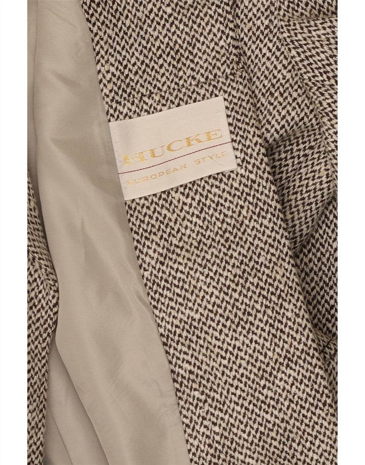 Giacca blazer da donna a 4 bottoni Hucke UK 14 grigio medio a spina di pesce