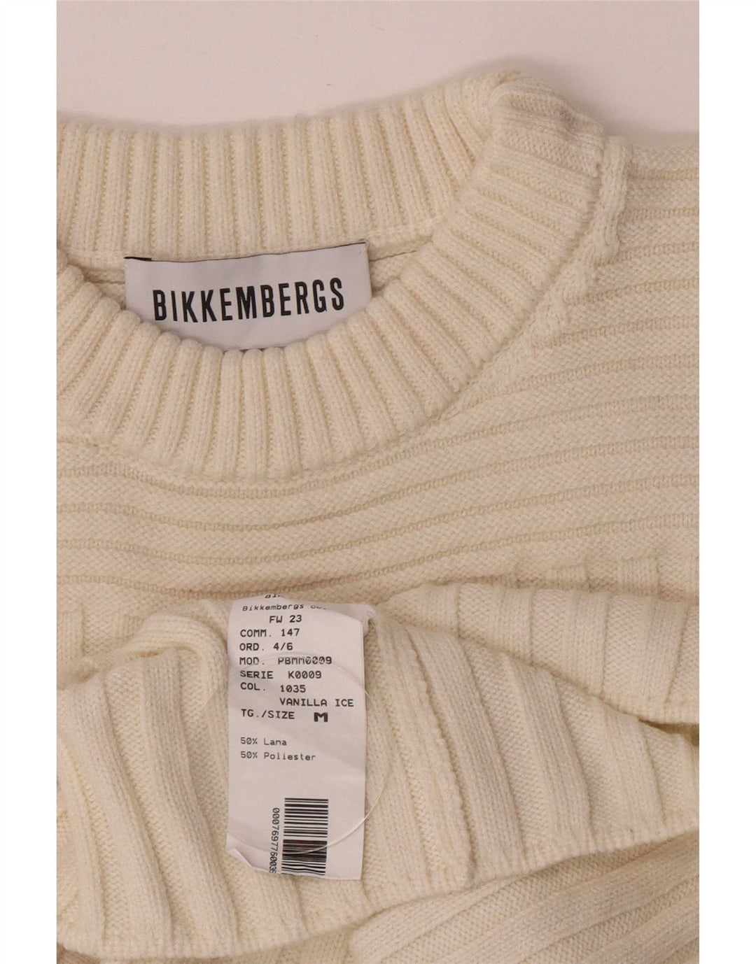 Maglione maglione girocollo da donna Bikkembergs UK 12 medio bianco sporco