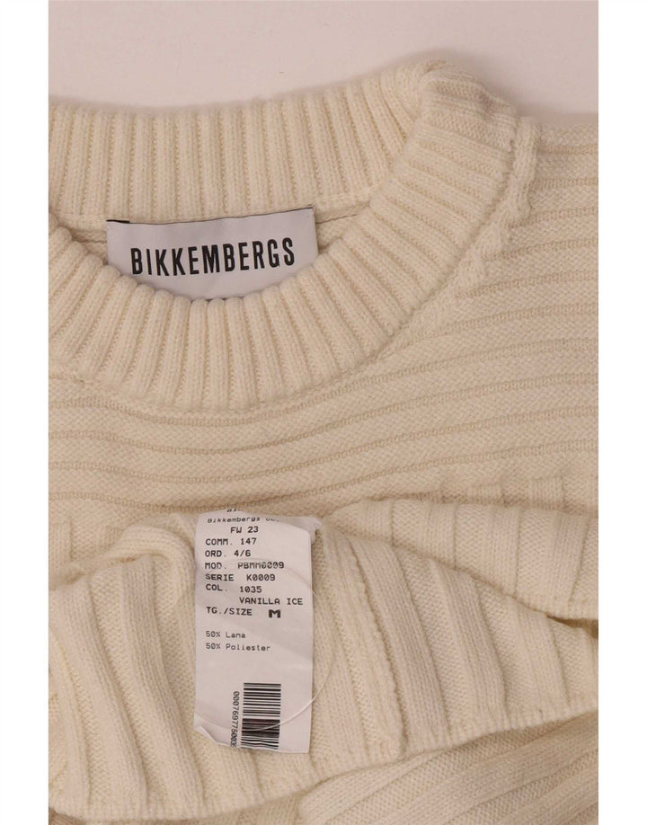 Maglione maglione girocollo da donna Bikkembergs UK 12 medio bianco sporco