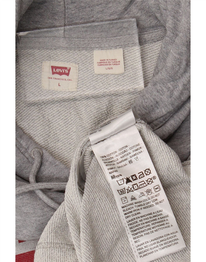 Maglione con cappuccio grafico da uomo Levi's Large in cotone grigio