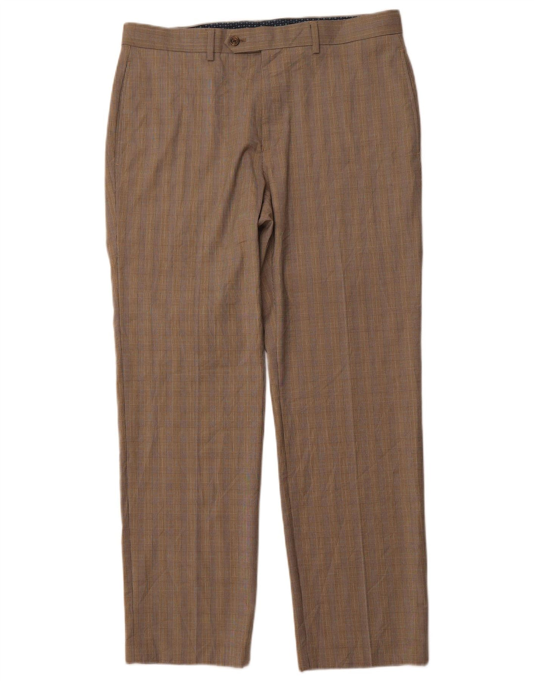 POLO RALPH LAUREN Pantaloni da abito dritti da uomo W34 L30 pied de poule marrone