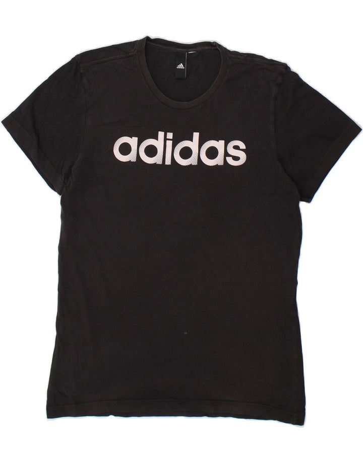 ADIDAS Mens Graphic T-Shirt Top Medium Black Vintage Adidas and Second-Hand Adidas from Messina Hembry 