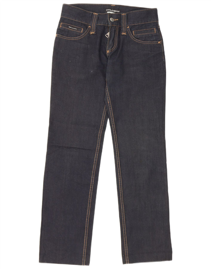 Jeans dritti da donna Dolce & Gabbana IT 44 medio W28 L29 cotone blu navy