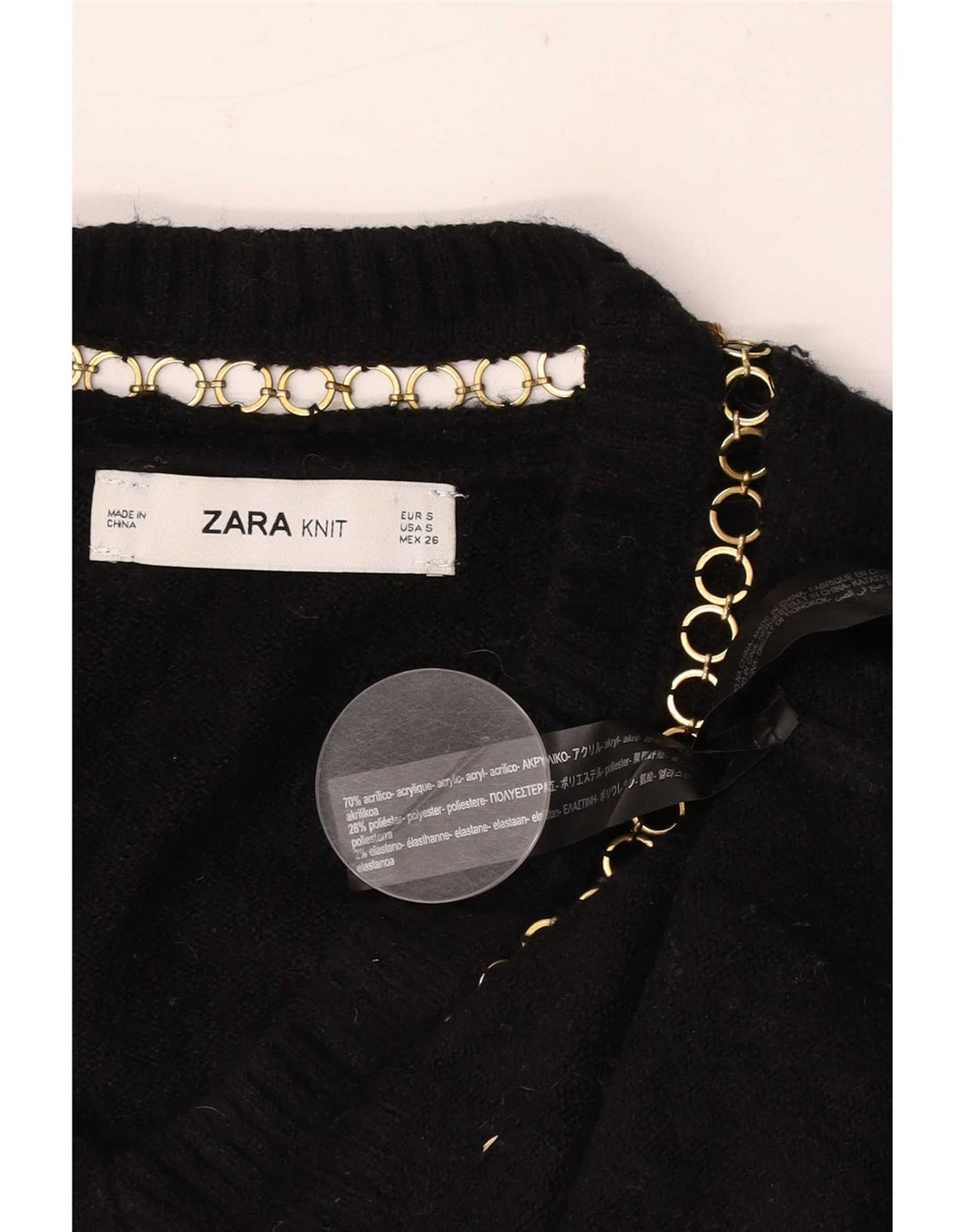 Maglione oversize con scollo a V da donna Zara UK 10 piccolo acrilico nero