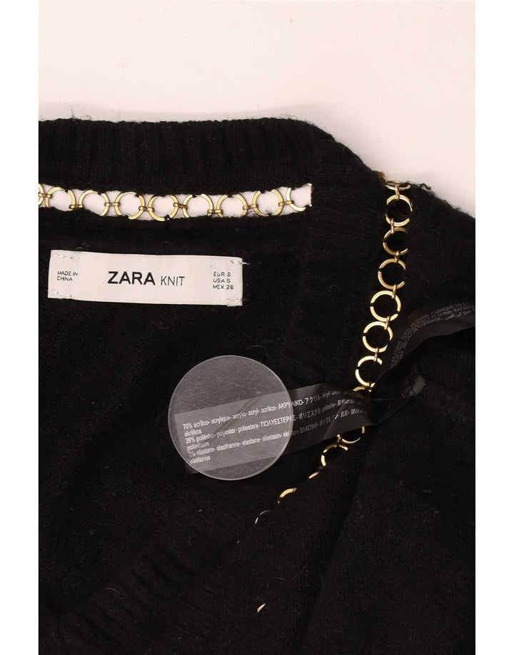 Maglione oversize con scollo a V da donna Zara UK 10 piccolo acrilico nero